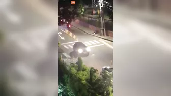 Colombian Motorcycle Police Shoots Protester