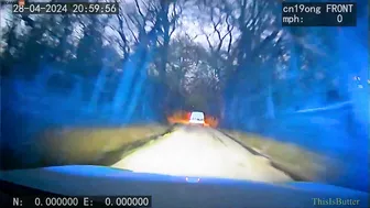 Dashcam Footage Shows Suspect Throwing Refrigerator At Police Car