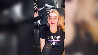 Cute Low IQ Girl Has Trump Tattooed On Her Forehead