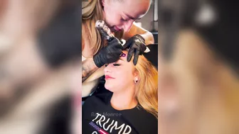 Cute Low IQ Girl Has Trump Tattooed On Her Forehead