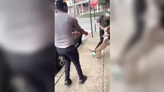 Ghetto Scum Laughs As He Allows His Pit Bull To Attack Homeless Man