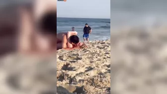 Man Fucks His Wife On The Beach And Ends Up Getting Water Poured Over Her