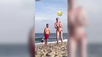 Man Fucks His Wife On The Beach And Ends Up Getting Water Poured Over Her