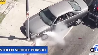 Los Angeles Police Set Car Theft Suspect On Fire