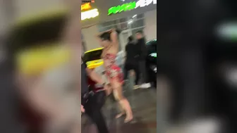 The Security Guard Knocked The Woman To The Ground And The Money Flew Out