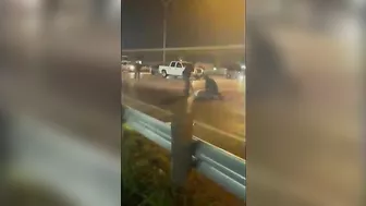 Two Police Officers Have A Tough Time With A Truck Driver Who Doesn't Seem To Be Concerned