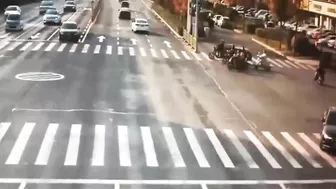 A Car Traveling At Rocket Speed On The Street Hit A C