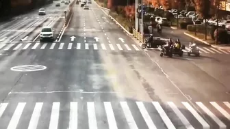 A Car Traveling At Rocket Speed On The Street Hit A C