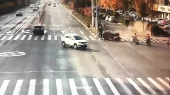 A Car Traveling At Rocket Speed On The Street Hit A C