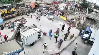 A Logging Truck With Broken Brakes Rammed Into The Crowd.