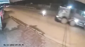 A Motorcyclist Crashed Into A Truck And Was Crushed