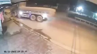 A Motorcyclist Crashed Into A Truck And Was Crushed