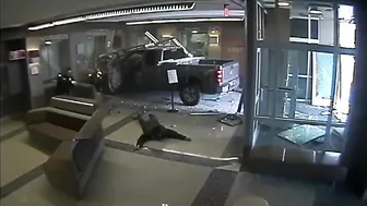 A Truck Crashed Into The Police Station Lobby