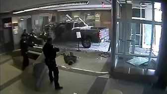 A Truck Crashed Into The Police Station Lobby