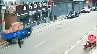 A Truck Loaded With Bricks Crushed The Driver