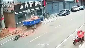 A Truck Loaded With Bricks Crushed The Driver