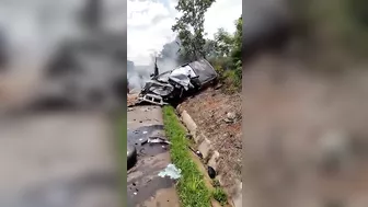 Due To The Accident, Cars On The Road Were Washed Away.