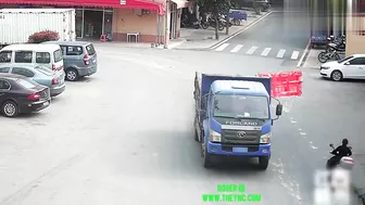 Truck Rear Door Opened, Motorcyclist Collided