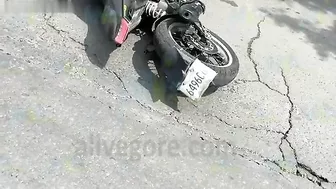 Cyclist Rams Parked Bus And Is Run Over By Truck