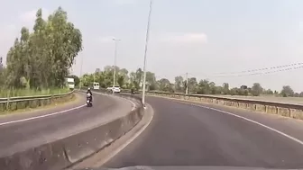 Cyclist Driving The Wrong Way On Highway Collides With Truck