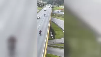 Cyclist Pushed Off Overpass By Truck