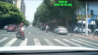 A Motorcycle Hit A Man Riding A Motorcycle In Meishan City