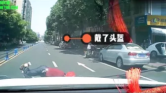 A Motorcycle Hit A Man Riding A Motorcycle In Meishan City