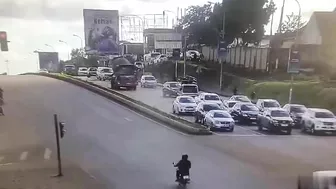 Concrete Mixer Truck Falls And Hits Car, Driver Dies On The Spot