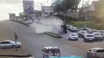 Concrete Mixer Truck Falls And Hits Car, Driver Dies On The Spot