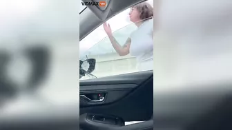 Tall Tattooed Girl Slams Another Driver And Is Caught On Video