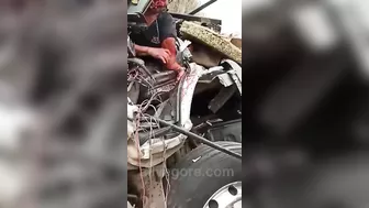 Driver Trapped In Truck