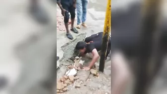 Drunk Man Fell Into Sewer