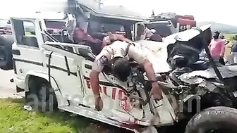 Four Police Officers Killed When A Truck Collided With Their Car