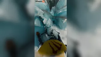 Horrifying Video Shows Skier Falling Into Huge Crevasse