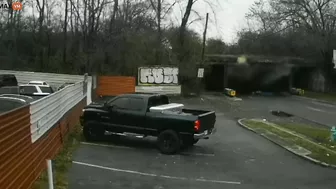 Garbage Truck Explodes While Trying To Drive Under Overpass