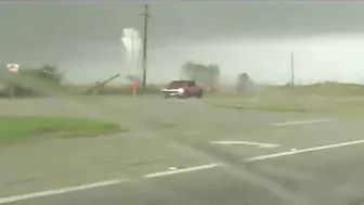 Crazy Footage Shows Pickup Truck Flipped Over By Tornado, Then D