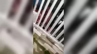 Man Trapped Between Car And Fence