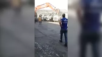 Man Destroys 5 Trucks With Excavator After Uncle Refuses