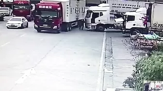 Man Crushed By Two Trucks