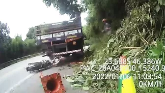 Motorcyclist Crashes Into Parked Truck