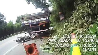 Motorcyclist Crashes Into Parked Truck