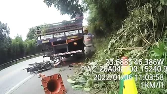 Motorcyclist Crashes Into Parked Truck