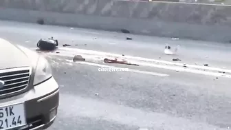 A Motorcyclist Falls Under The Wheels Of A Dump Truck. Vietnam