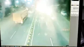 Motorcyclist's Head Crushed By Trailer