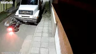 Motorcyclist Rams Parked Truck