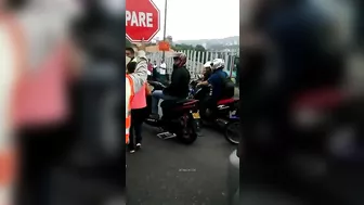 Motorcyclist's Head Crushed By Bus Wheel