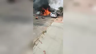 The Aftermath Of A Plane Crash On A Residential Street