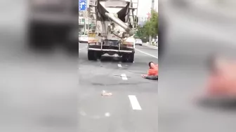 Poor Woman Shocked To See What Cement Truck Did To Her