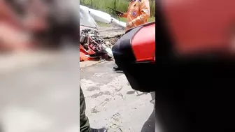 Small Plane Hits Motorcycle