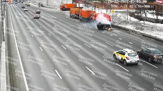 The Speeding Hyundai Did Not See The Dump Truck Parked On The Side Of The Road